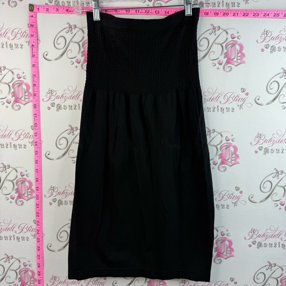 Strapless stretchy dress Black Strapless Smocked Bodice Dress